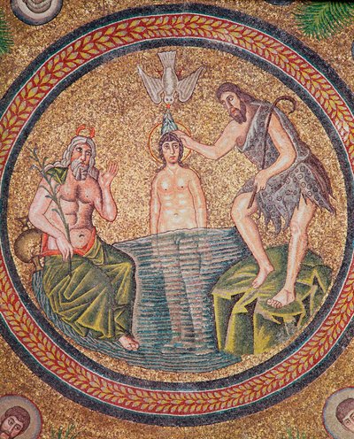 Baptism of Christ by John the Baptist (detail) by Byzantine School